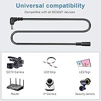 Vista 5 de GINTOOYUN Cable de extensión CC de 9.8 pies de 0.217 in x 0.083 in, ángulo recto de 90 grados, macho a hembra, cable de alimentación de 18 AWG