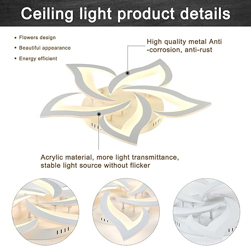 Miniatura 6 de Lámpara de techo para sala de estar, moderna lámpara de techo LED regulable con control remoto, lámpara para lámparas grandes de techo, accesorios