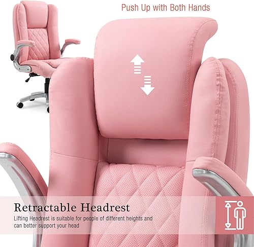 Miniatura 3 de Silla de oficina de respaldo alto con otomana, silla de escritorio sin brazos de piel sintética, sin ruedas, silla de trabajo para computadora,