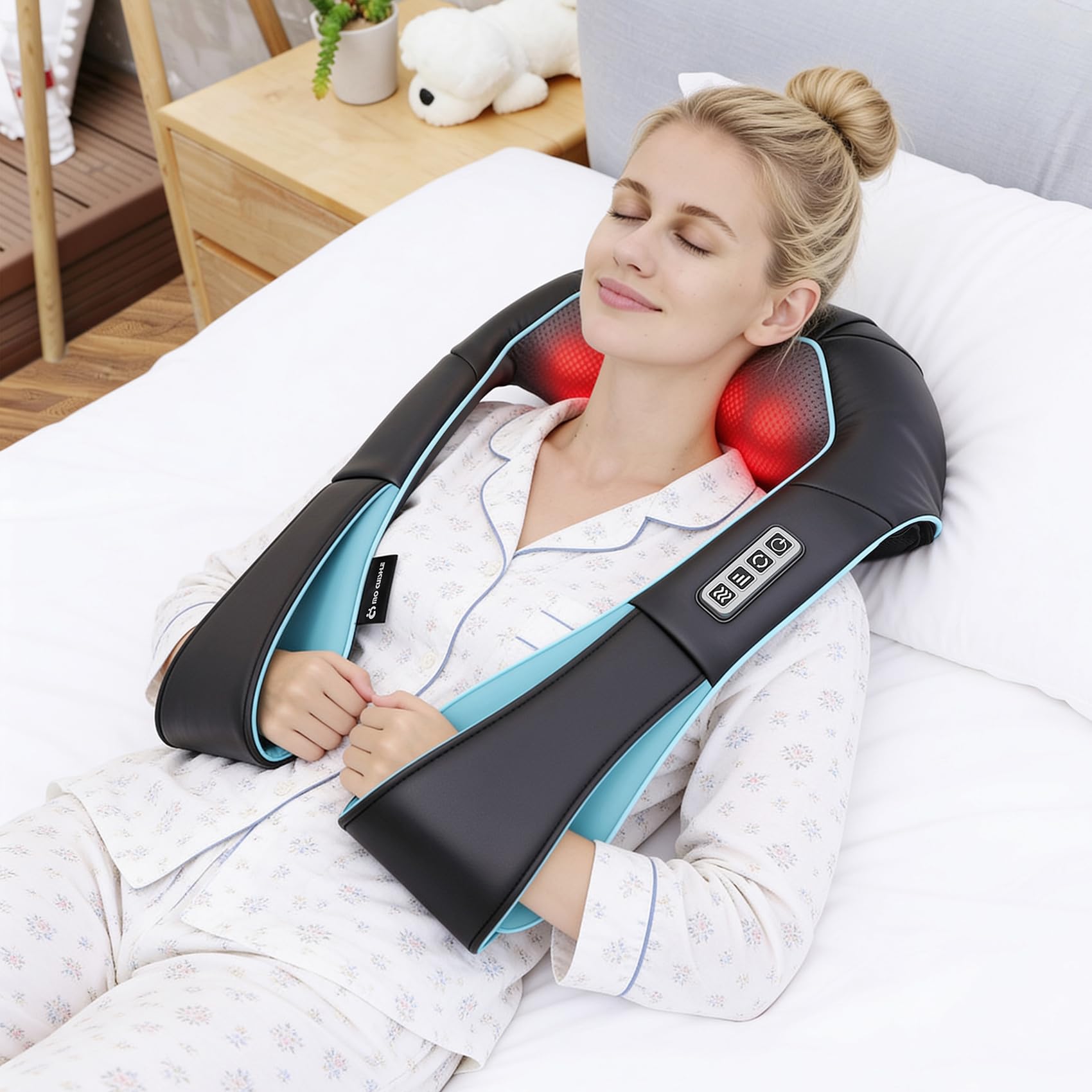 Nackenmassagegerät mit Wärme, Rückenmassagegerät Geschenke für Frauen/Männer/Mama/Papa, Shiatsu-Schultermassagegerät, Elektrisches Tiefengewebe 4D Knetmassagegerät Geschenke für Weihnachten, Muttertag