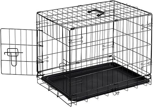 33% off: Sweetcrispy 24 Inch Single Door Dog Crate, Metal Pet Kennel with Secure Lock, Foldable Design, …