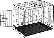 Sweetcrispy 24 Inch Single Door Dog Crate, Metal Pet Kennel with Secure Lock, Foldable Design, Removable Tray for Easy Cleaning, Portable Puppy Cage for Small Dogs, Ideal for Training & Travel