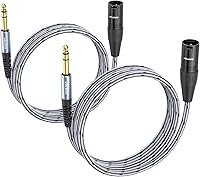 Vista 10 de Cable adaptador TRS a XLR macho de 1/4 de pulgada, enchufe TRS equilibrado de 0.250 in a macho XLR de 3 pines, cable de micrófono TRS macho de un