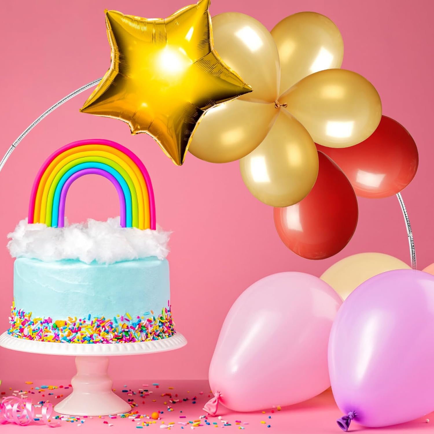 2 Sets round Balloon Arch Frames Silver Balloon Ring Decoration Kit for Wedding Ceremony Party and Birthday Event Decor