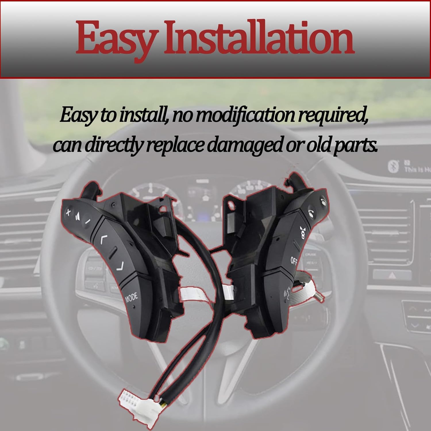 Steering Wheel Mounted Volume Cruise Control Switch Button for Toyota Land Cruiser Prado 120 2004-2009 LX470 GX400 2004-2006 75B037 Replace 84247-58010 Steering Wheel Accessories-Black