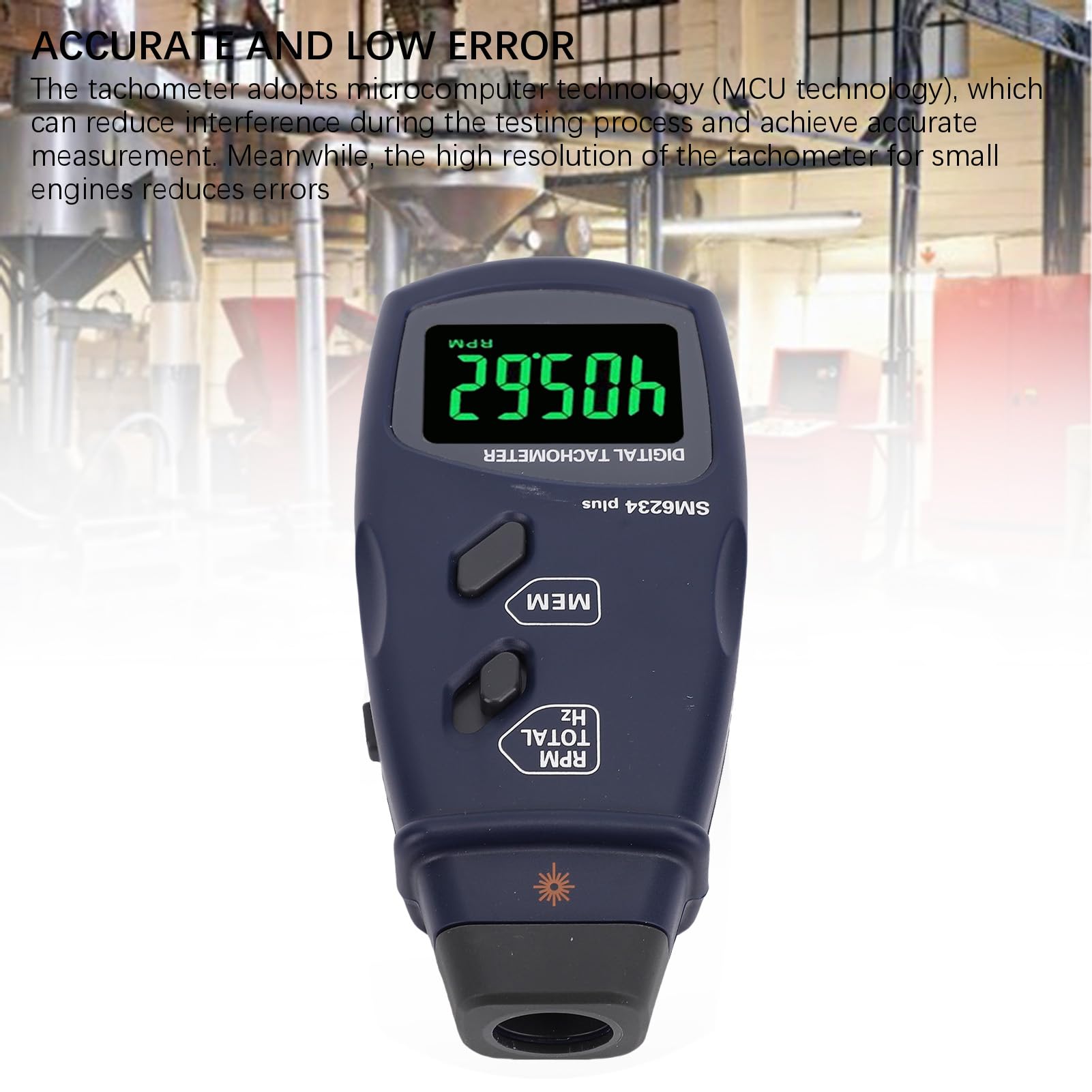 Tacómetro Digital Medidor de RPM Fototacómetro Láser Sensor sin Contacto 2.5 99999 RPM LCD Retroiluminado Probador de Velocidad de Motor Pequeño de Alta Precisión Medición de del Motor