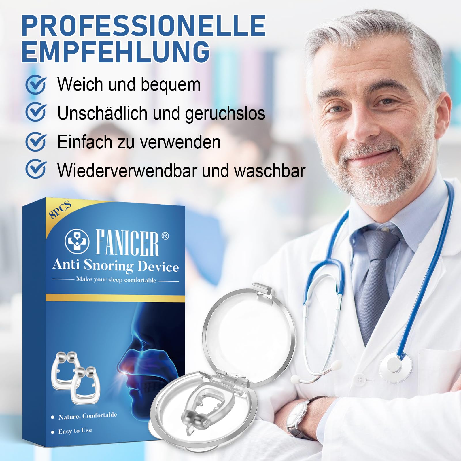 8 Piezas Clip Nasal Antirronquidos,Dilatadores Nasales para Dormir,Respirador NasalMagnetico,NasalNose Clip,Dilatador Nasal Anti-Ronquidos Reutilizable,Mejora la Respiración,Ayudar a Dormir