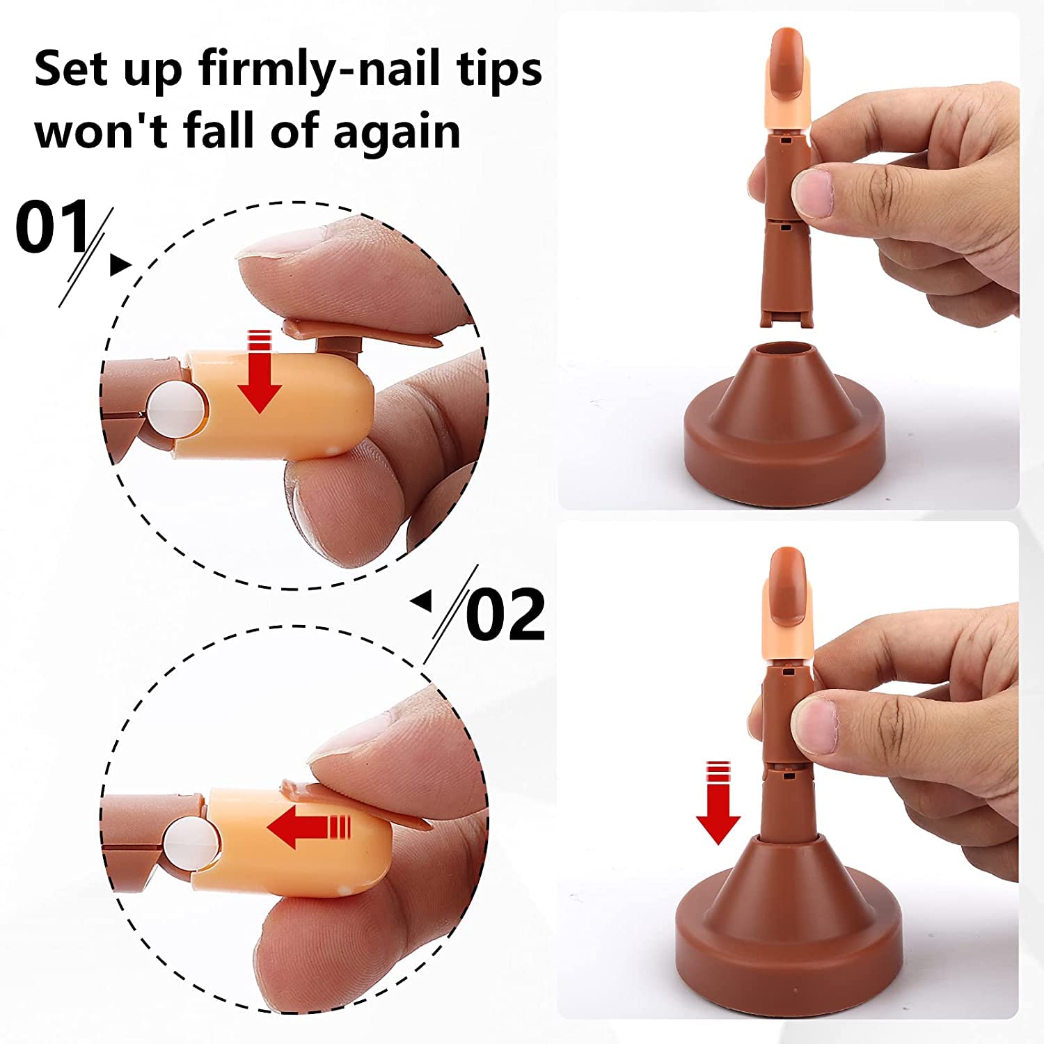 NAILWIND Nail Practice Fingers for Acrylic Nails, 3 Nails for Practice Hand for Acrylic, Training Fingers for Nail Art Beginners, Fake Fingers with Nail for Hand Training 2