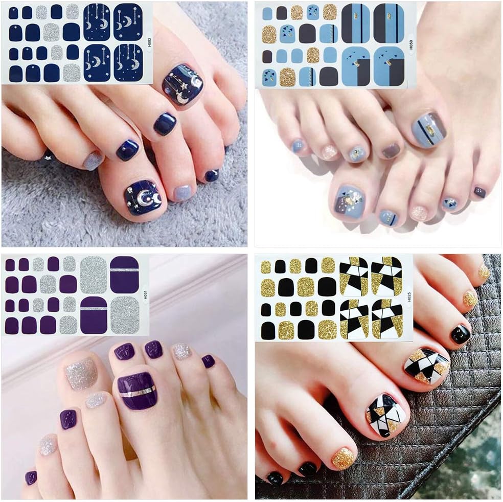 14 Sheets Toenail Polish Stickers Strips Solid Color Adhesive Manicure Wraps Decals Tips Self-Adhesive Nail Polish Wraps