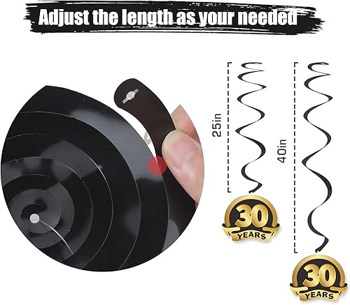 Miniatura 353 de LINGTEER Happy 65th Birthday Decorations Set - 12Pcs Black & Gold Swirls Streamer,Happy Birthday Bunting Banner,Cheers to 65 Years Old Bday Party