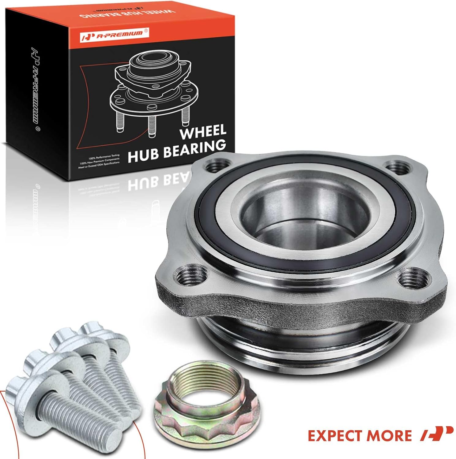 A-Premium Rear Wheel Bearing and Hub Assembly Compatible with BMW 528i 535d 535i 550i 740i 750i 740Li 750Li 760Li 640i 650i 528i xDrive 535d xDrive 535i GT xDrive 535i xDrive