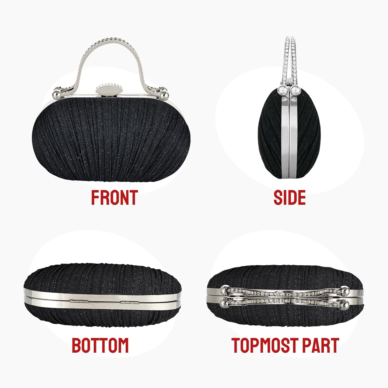 Simcat Women Gold Clutch Purses Glitter Evening Handbag Pleated Evening Bag for Lady Formal Bridal Wedding Prom - Image 4