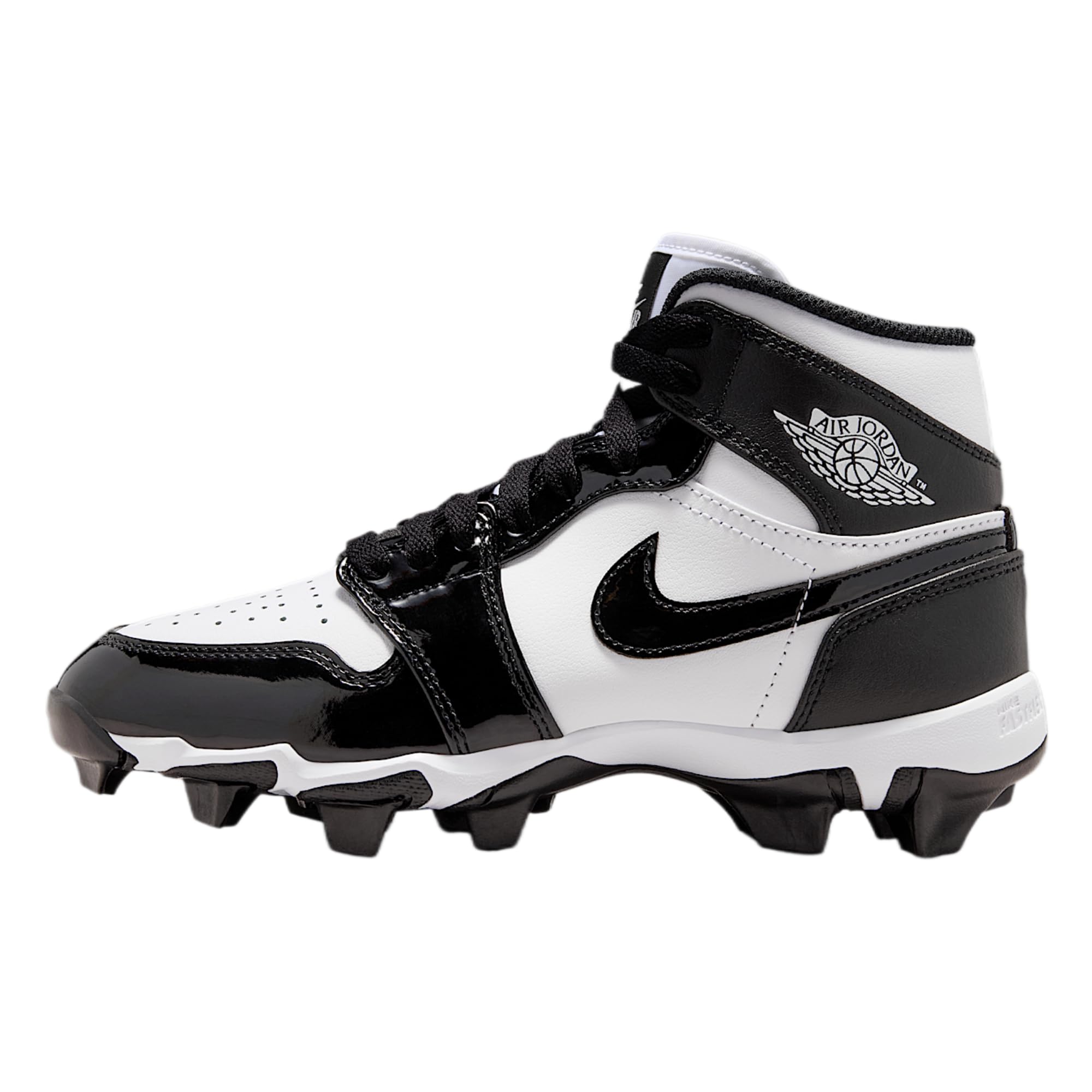 Jordan 1 Mid Little/Big Kids' Cleats (White/Black/Black)