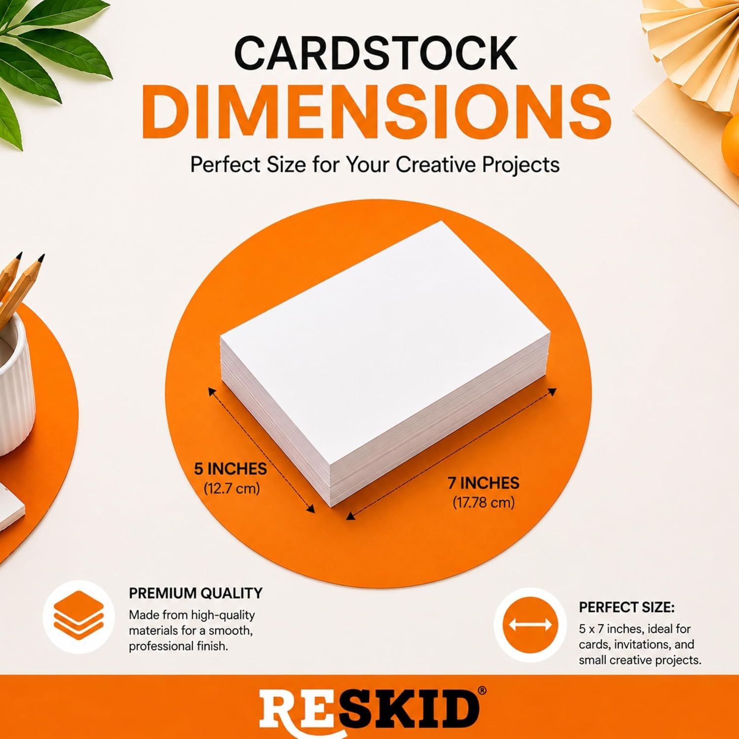 Reskid White Cardstock, 125lb Cover, Blank, 50 Sheets, 5x7" image 5