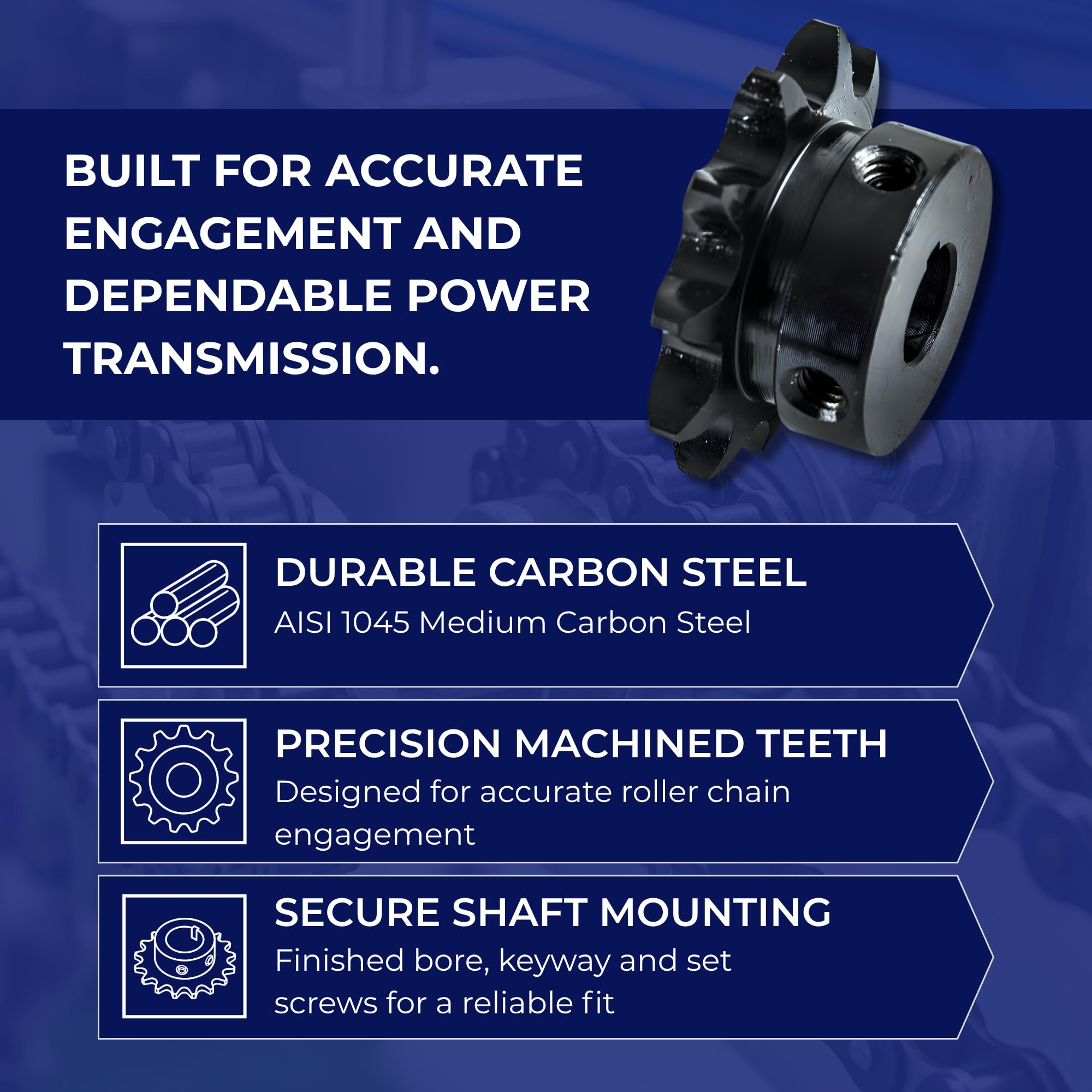 Jeremywell #40 Roller Chain Sprocket, 11 Tooth B-Hub, 1/2" Bore, Hardened Steel — Amazon image 4