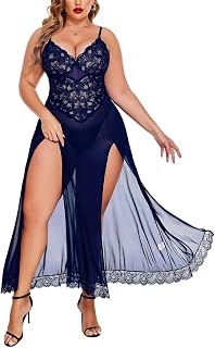 Gwachi Women Lingeries Babydoll Dress Embroidered Maxi Sexy Lingerie Nightdress Strappy Exotic Sleepwear Side Slits Sexy N... Price In India