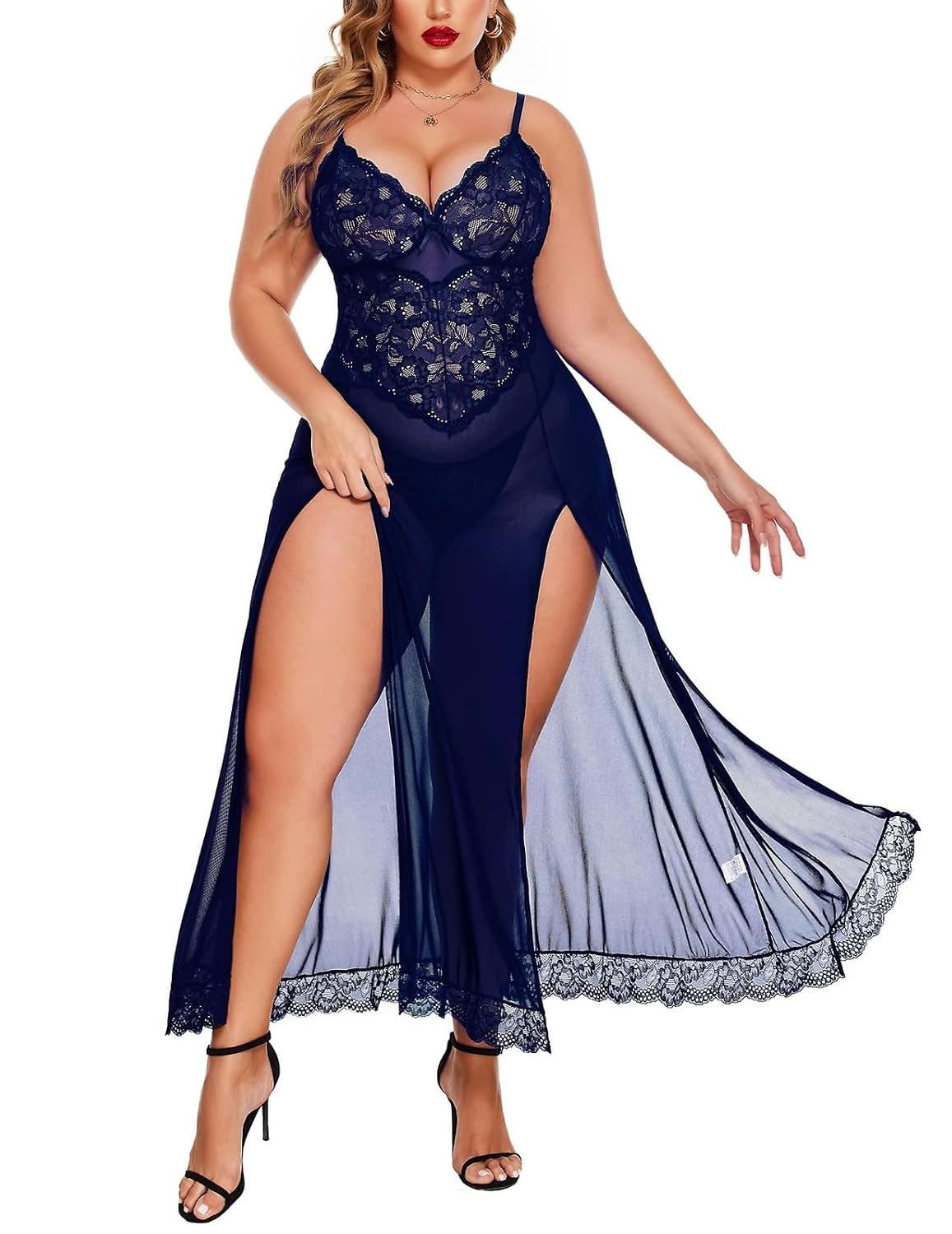 Gwachi Women Lingeries Babydoll Dress Embroidered Maxi Sexy Lingerie Nightdress Strappy Exotic Sleepwear Side Slits Sexy N... - Review, Price and Buying Guide