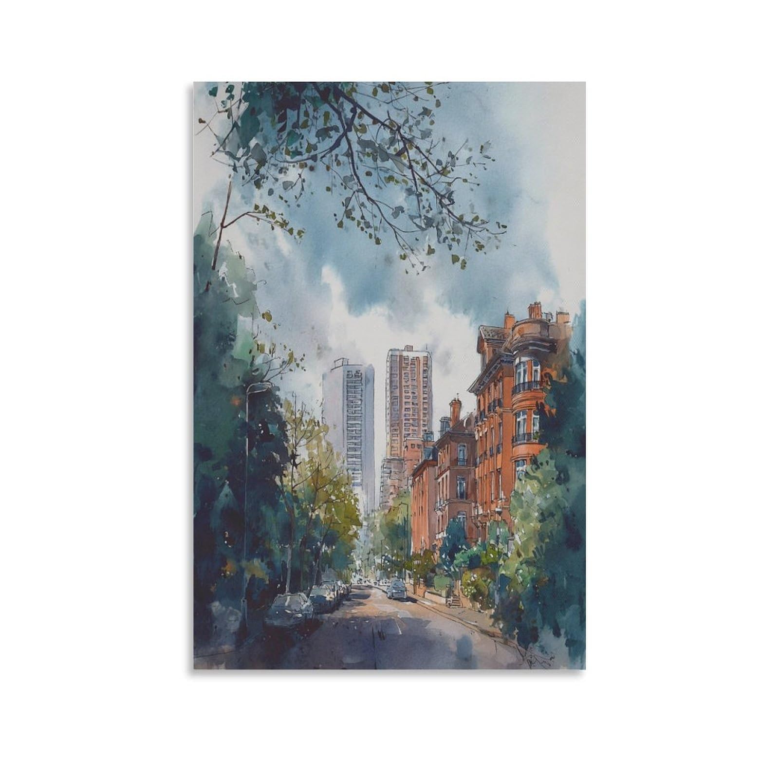 XWYMXZ New Orleans City 20x30inch(50x75cm) Vintage Travel Poster Watercolor Canvas Art