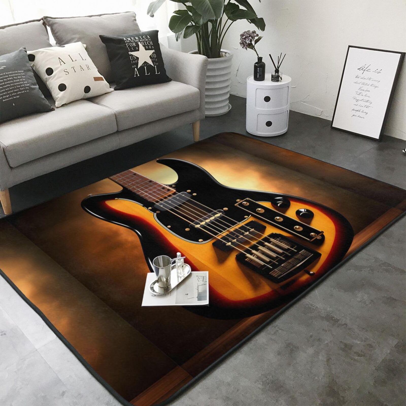 Instrumental-Gitarren-Gesichtstuch, rutschfest, saugfähig, 203 x 148 cm, für Heimdekoration, Einweihungsgeschenk, Geschenk