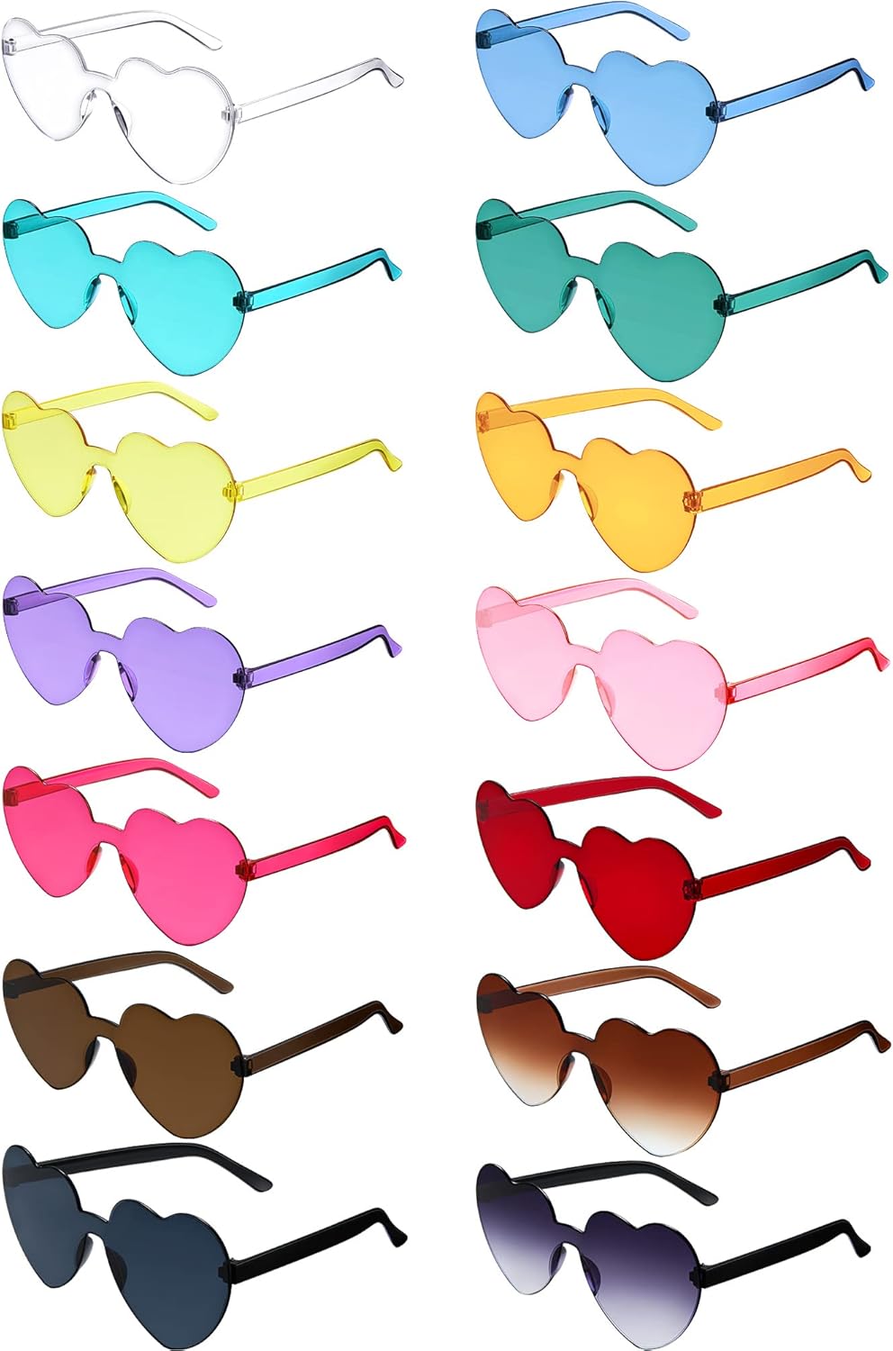 Flutesan 42 Pairs Valentine's Day Heart Shaped Sunglasses Bulk for Women Y2k Trendy Rimless Clear Heart Party Favor Glasses