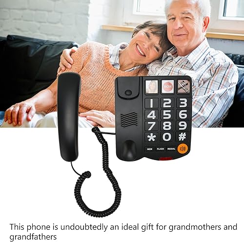 Miniatura 2 de Teléfono grande con cable para personas mayores, teléfonos fijos retro con timbre adicional para personas con discapacidad auditiva, volumen