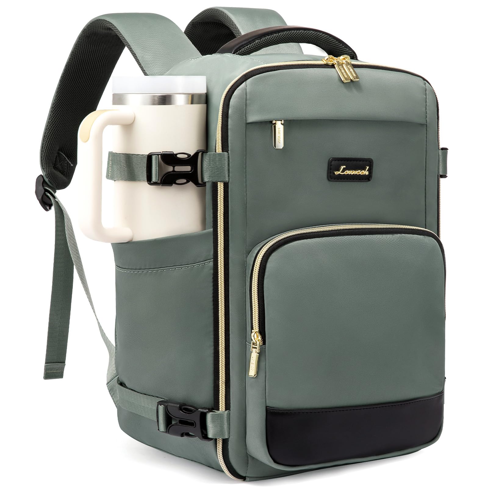 LOVEVOOK Ryanair Handgepäck 40x30x20, 24L Reiserucksack Damen, Handgepäck Rucksack Ryanair, Rucksack Damen, Reiserucksack Cabin Bag für Eurowings, Wizz Air, Urlaub Must Haves - Graugrün Schwarz