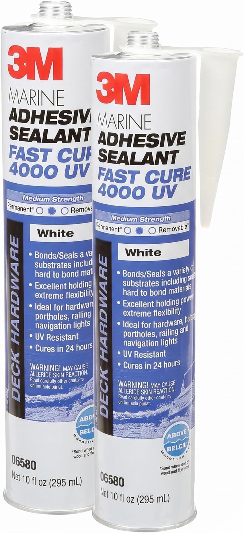 Marine Adhesive Sealant 4000 UV, PN06580, White, 295 mL Cartridge (Pack of 2)
