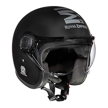 Royal Enfield MLG ABS Open Face with Visor Helmet (Matt Black & Dk Grey, XL, 62 cm)