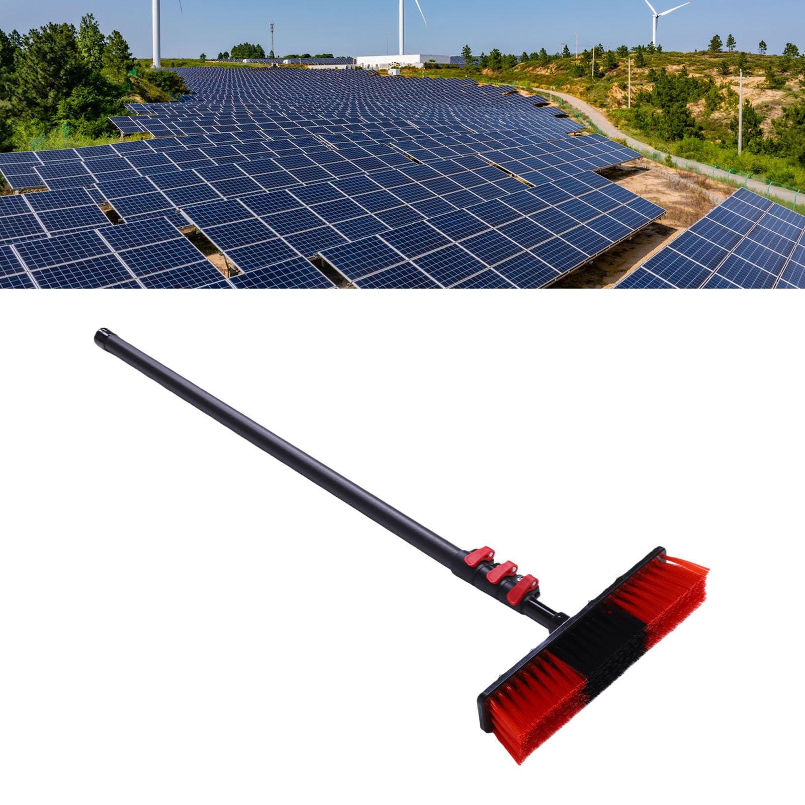 Generic de Limpieza de Ventanas con Poste Alimentado por Agua para una Limpieza Eficiente del Tejado - Kit de Cepillo de Panel Solar Telescópico de Fibra de Carbono de 3,6 M