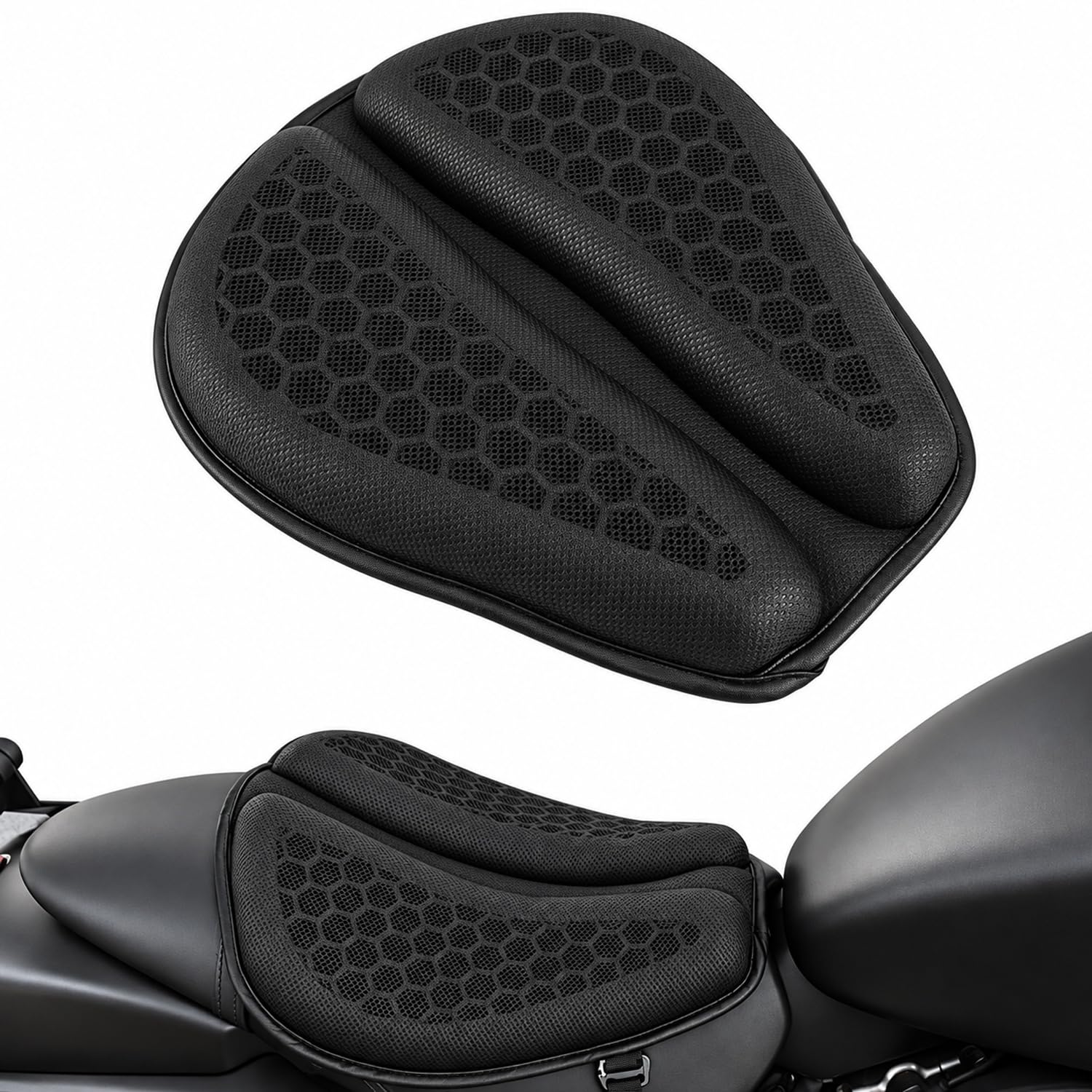 SUNPIE Motorcycle Seat Cushion Foldable Gel Soft Seats Cover Pads (Large)