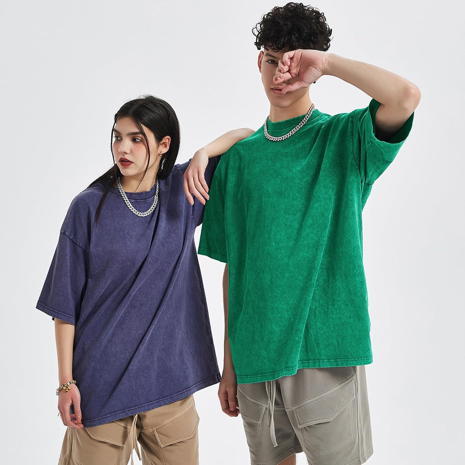 Men's Oversized Cotton T-Shirts Loose Fit Vintage Washed Tee Unisex Short Sleeve Casual Shirts Tops - Image 7