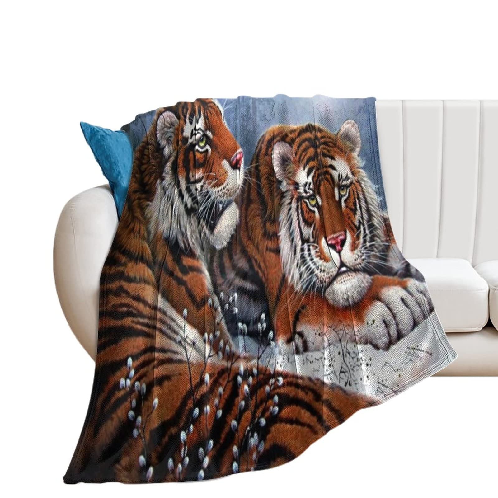Jeté de canapé tigre imprimé roi de la jungle plaid salon chic