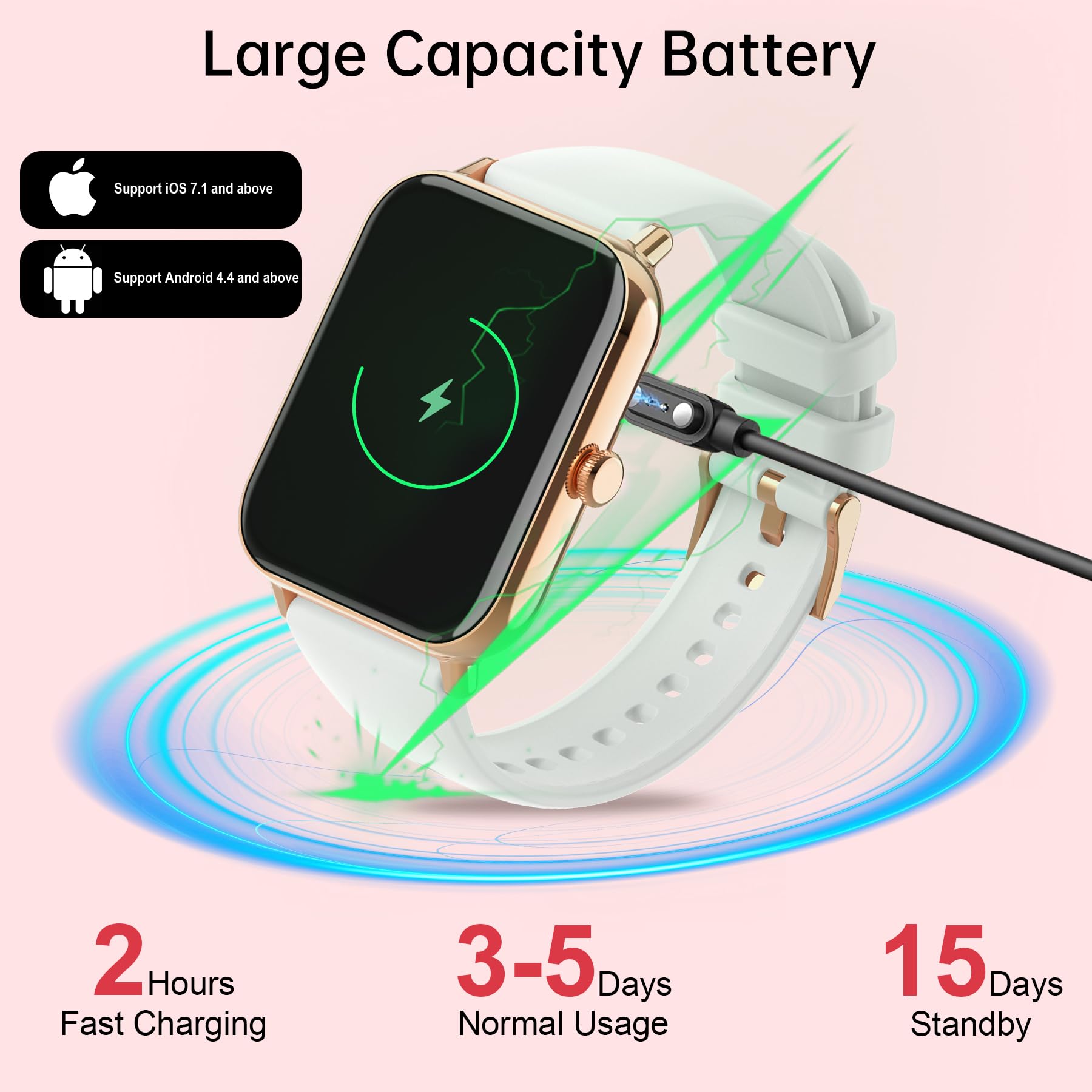 Smartwatch Donna Uomo con Chiamate e Notifiche Whatsapp, 1,85" Orologio Digitale Fitness Contapassi,120+ modalità Sportivo Smart Watch con Monitor Sonno/Cardiofrequenzimetro per iOS Android