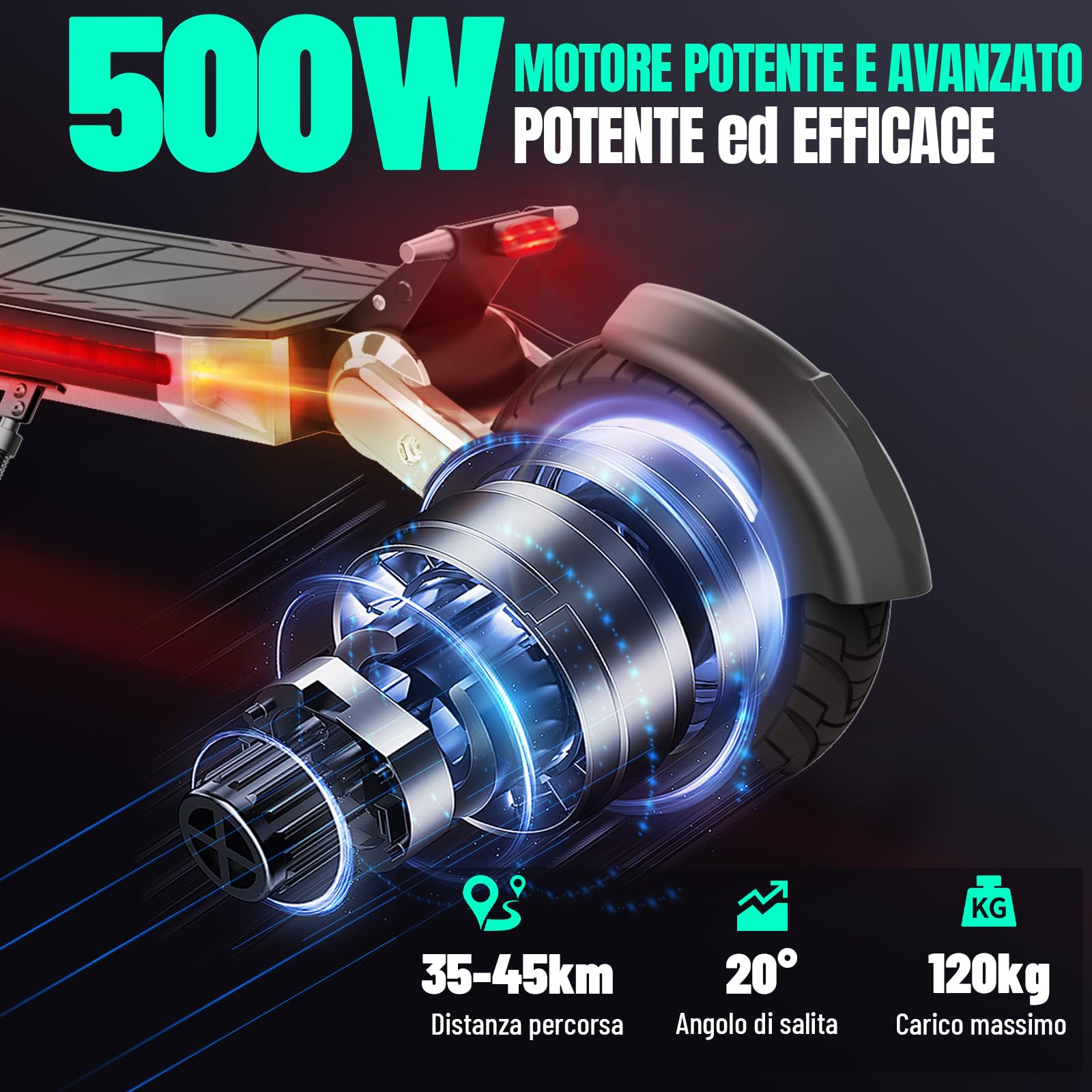 Monopattino Elettrico Adulto, 500W,Autonomia 55-90KM, 13AH/18.2AH Massimo 150 kg, Doppio Ammortizzatore e Freni Disco Anteriori Posteriori,Pneumatici 10 Pollici,E-Scooter Pieghevole