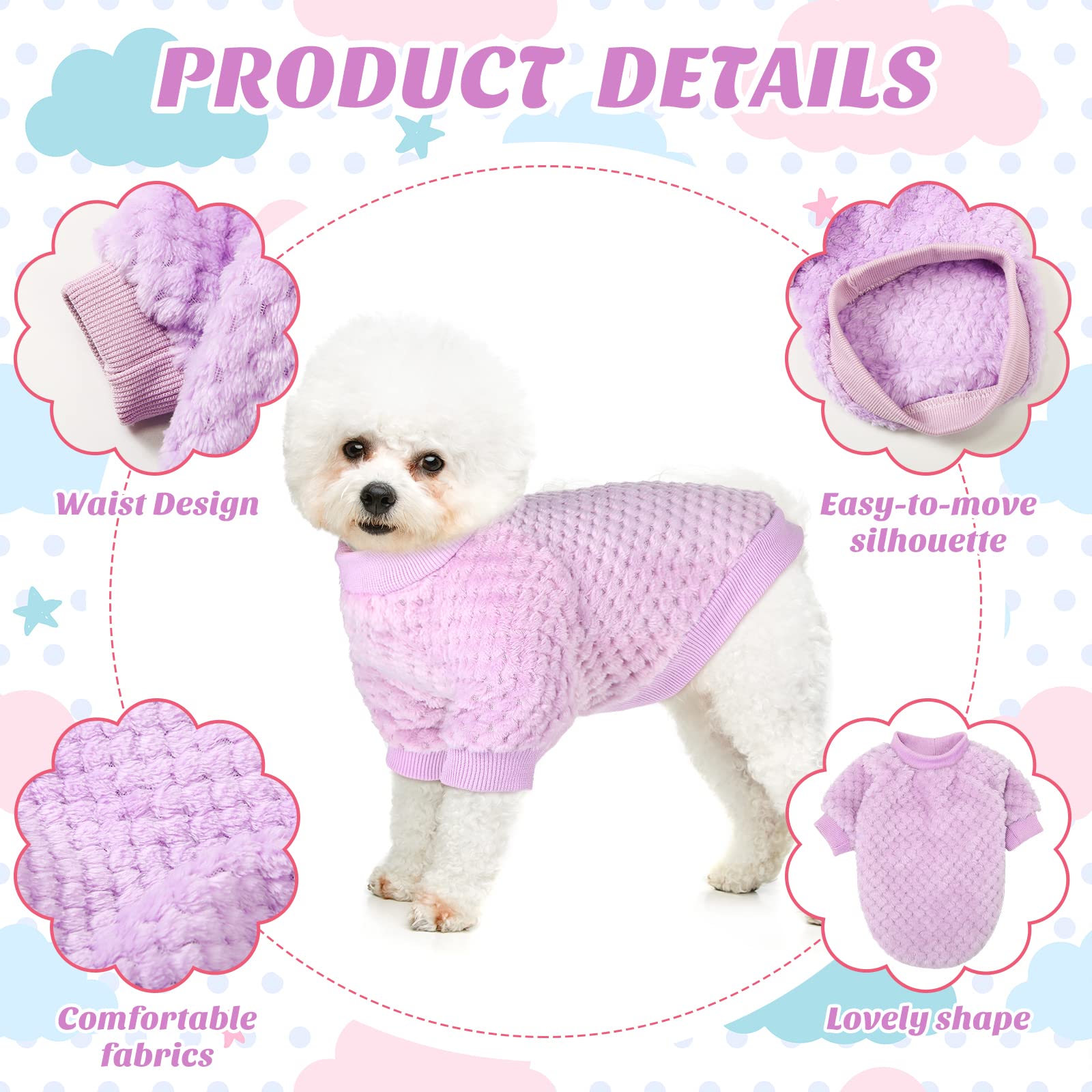 12 Pieces Dog Sweater Pet Dog Clothes Polar Fleece Winter Puppy Sweaters Warm Soft Pullover Dog Apparel and Accessories for Small Medium Large Dogs Boy Girl Multicolor (XX-Large)
