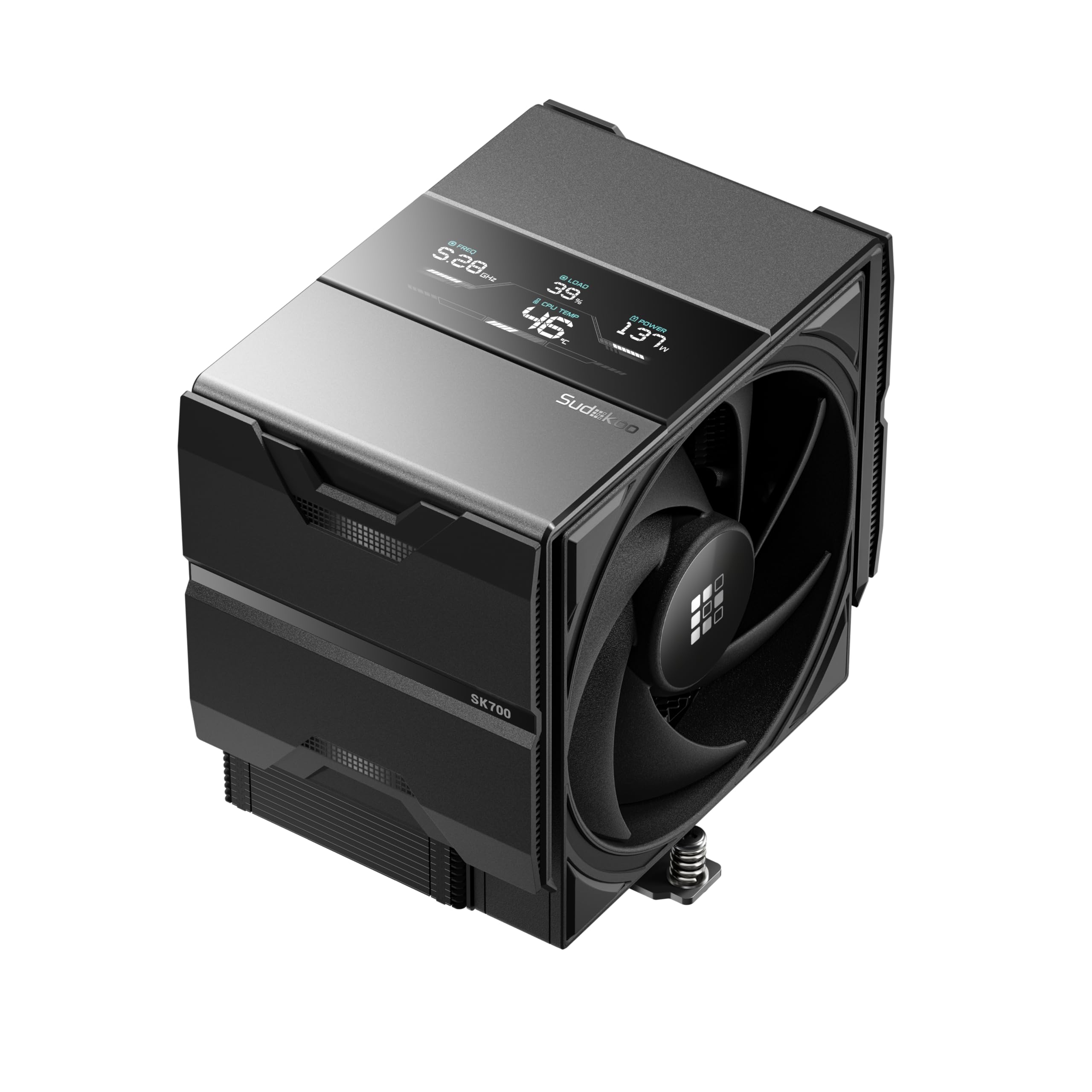 Sudokoo SK700V AM5-designierter digitaler Luftkühler, Einzelturm-Design, Hochleistungs-M-Wickeltechnik-Lüfter, 7 Kupfer-Wärmerohre, L-Schienenverriegelung, 220 W Wärmeableitung