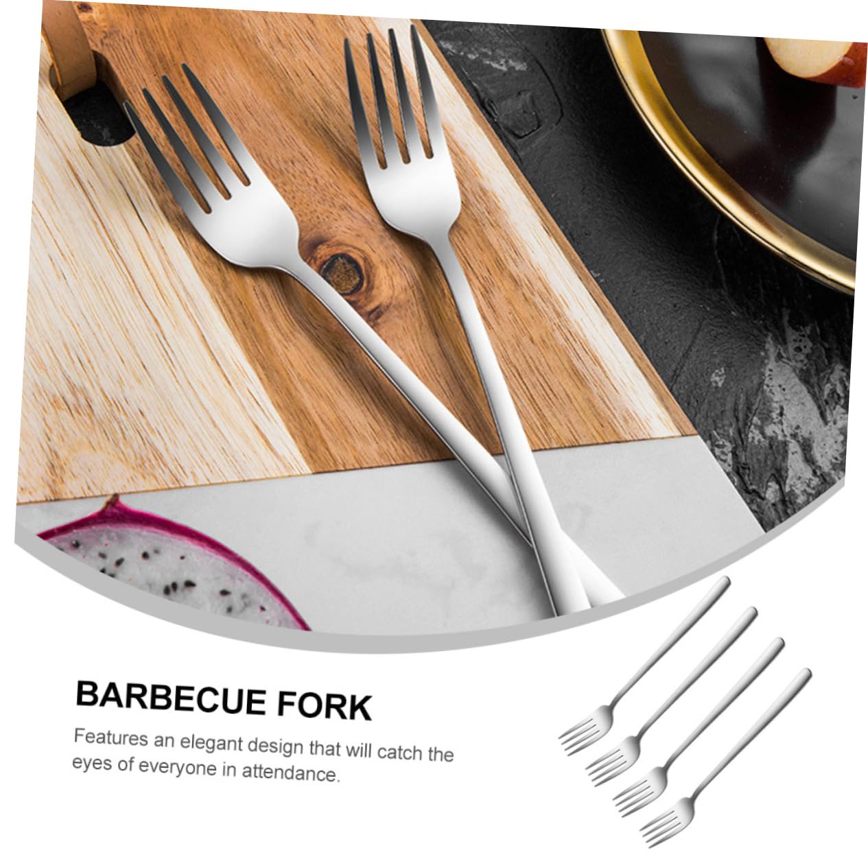 GRIRIW 4pcs Stainless Steel Forks Set Grilling Forks Serving Utensil for Kitchen