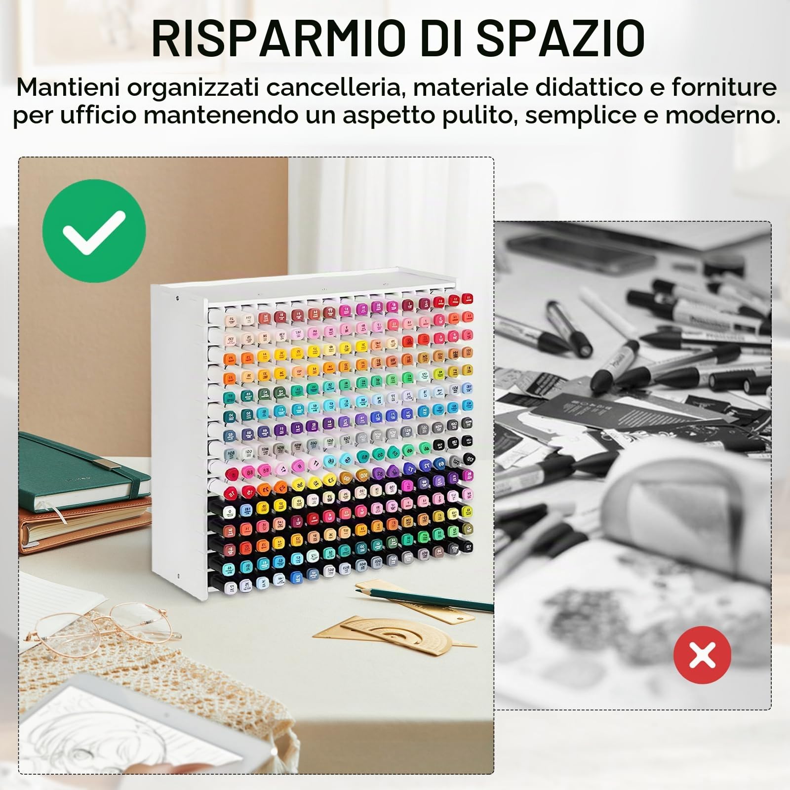 Porta Pennarelli 240 Griglia, Organizer Per Pennarelli Organizer da Scrivania con Separatori per Casa organizer Multifunzione Da Scrivania Porta