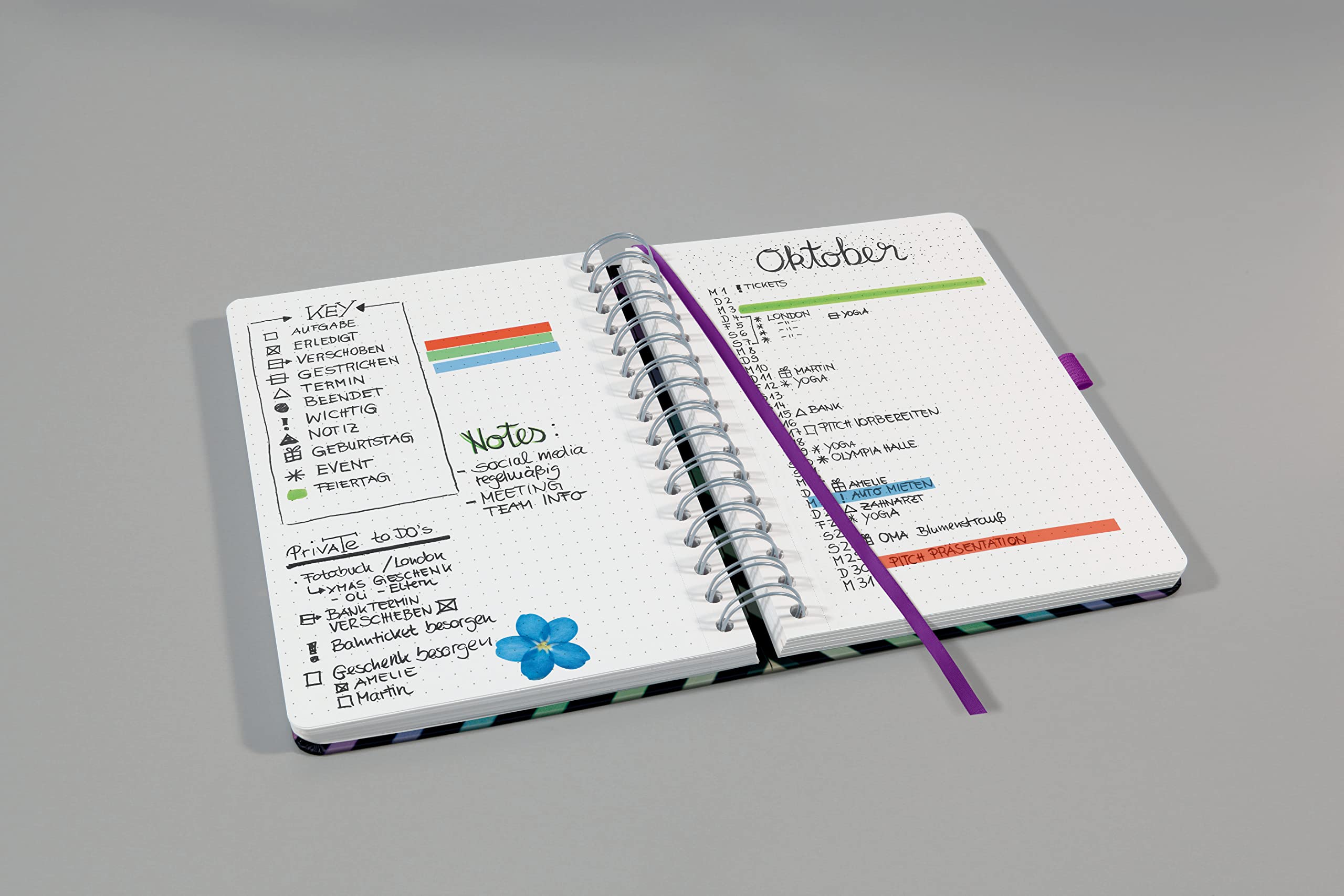 SIGEL JN651/2 Spiralblock A5 dotted, Notizblock Bullet Journal Jolie, dickes 120g Papier, 240 Seiten, mit Leseband, Stiftschlaufe, Gummiband, vegan, aus nachhaltigem Papier hergestellt (Packung mit 2)