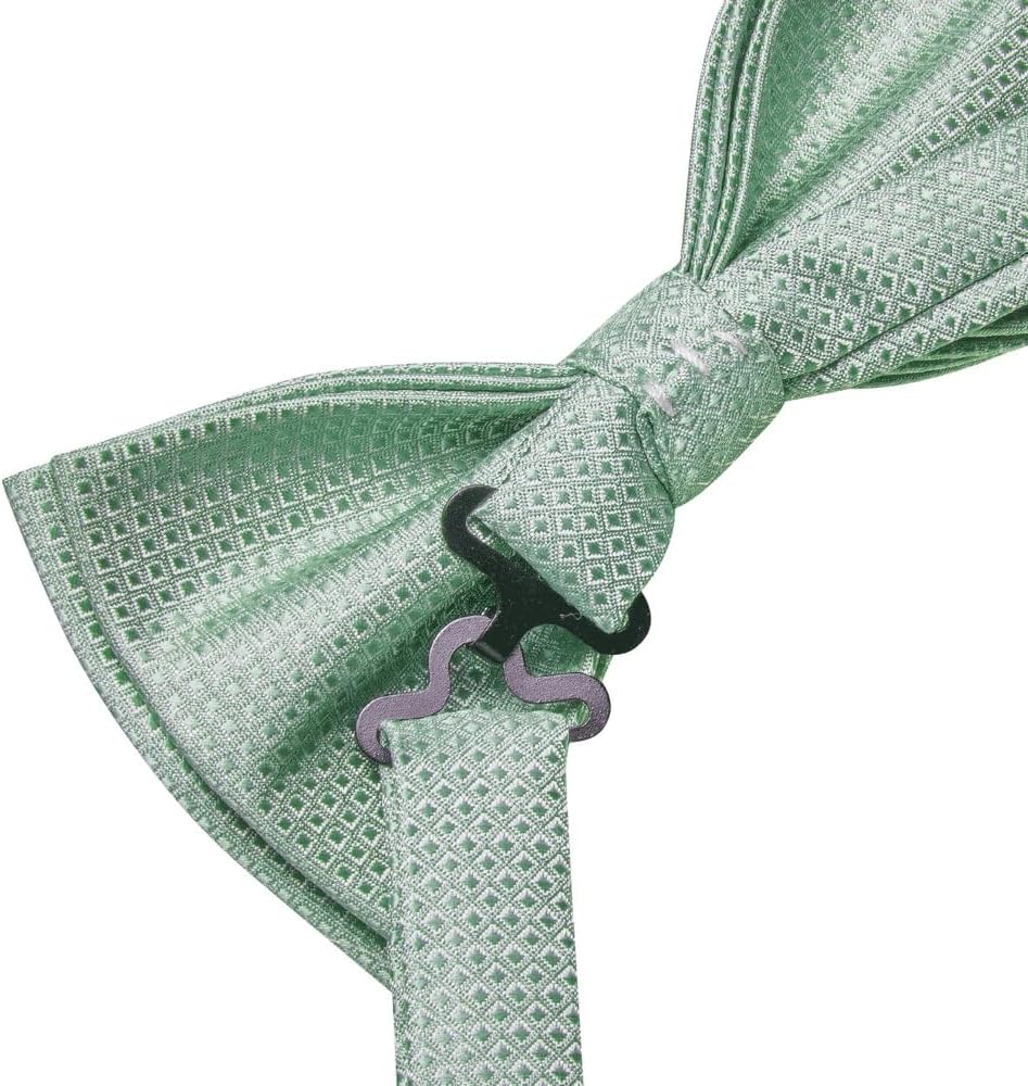 Hankerchief Cufflink Pre-tied Silk Knot Bowtie for Male Business Party Solid Bow Tie