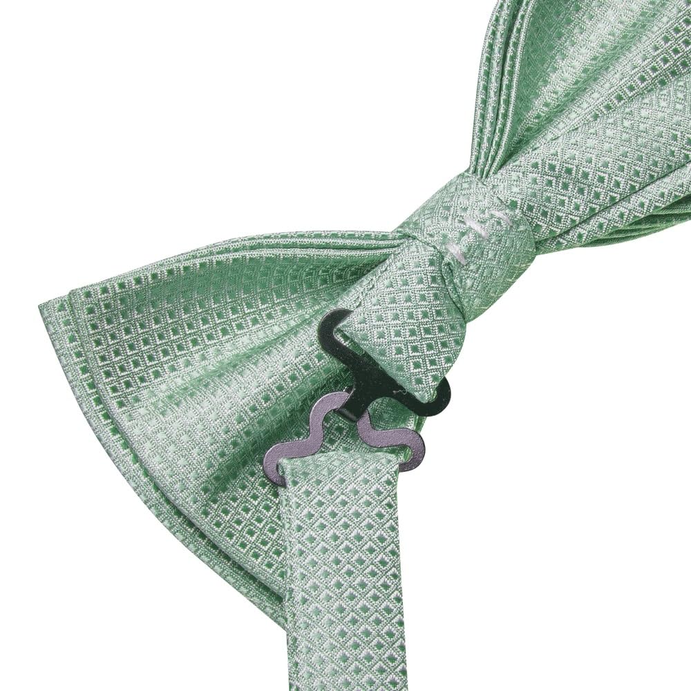 JFDBGU Hankerchief Cufflink Pre-tied Silk Knot Bowtie for Male Business Party Solid Bow Tie