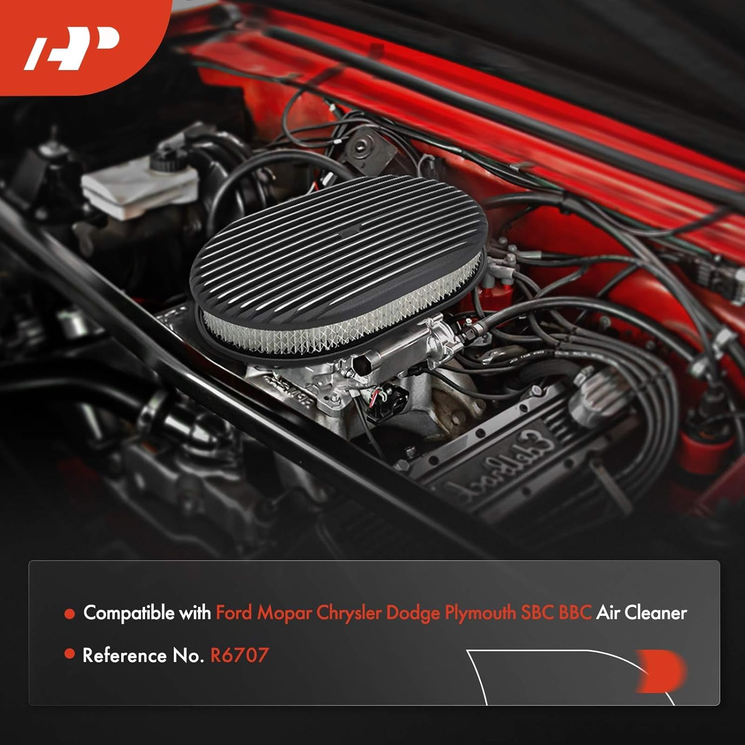 A-Premium Universal Air Cleaner Filter Assembly - 14"x3", Round Polished Air Cleaner - with Recessed Style Base