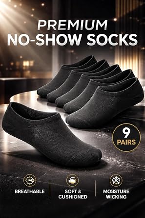 9 Pairs No Show Socks Men Thin Low Cut Non Slip Invisible Socks