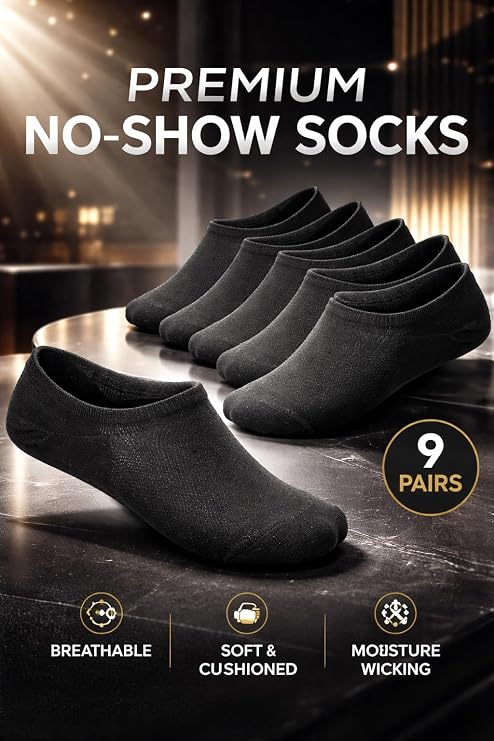 9 Pairs No Show Socks Men Thin Low Cut Non Slip Invisible Socks