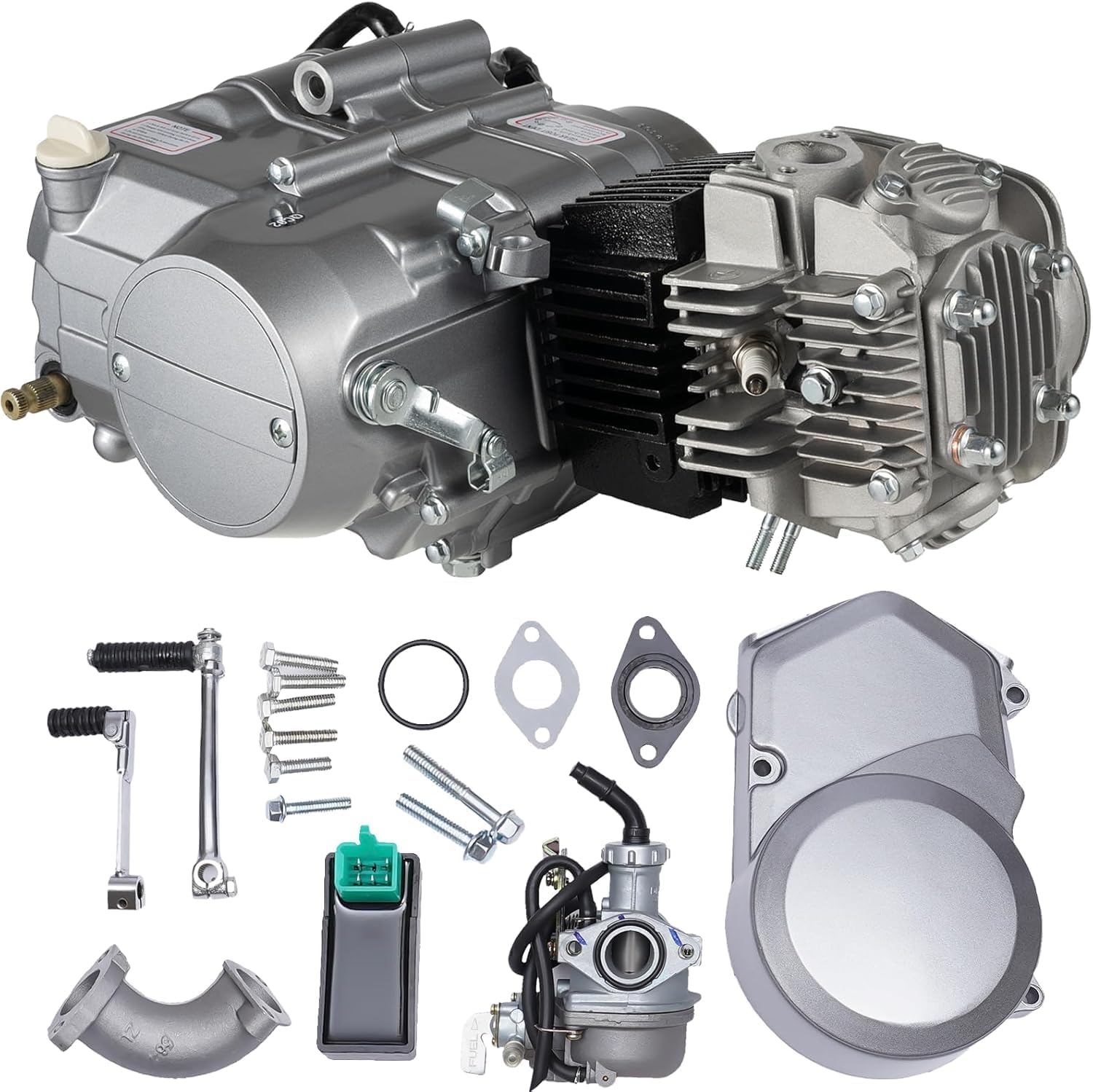 125cc 4 Stroke Engine Motor, Single Cylinder Air Cooling 4-Speed Motorcycle Engine with CDI Ignition System and Manual Clutch for Honda CRF50F 00-09 11-15 XR50 XR70 CRF50 CRF70 ATV Go Kart