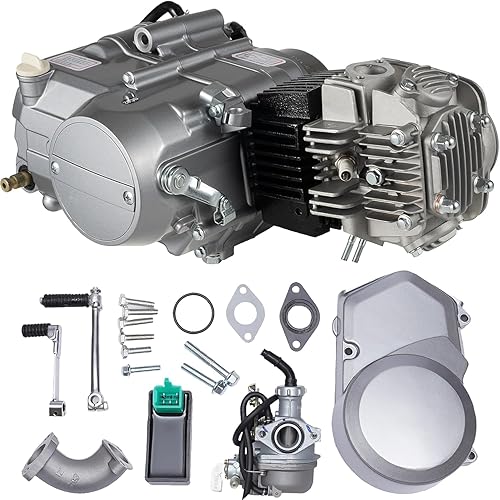125cc 4 Stroke Engine Motor, Single Cylinder Air Cooling 4-Speed Motorcycle Engine, Kick Start Motor with CDI Ignition System and Manual Clutch for HONDA CRF50 CRF70 XR50 XR70 Z50