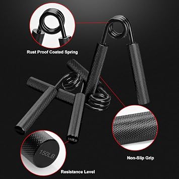 Hand Grip Strengthener(150, 200, 250 lbs),No Slip Heavy Grippers,Finger Wrist & Forearm Exerciser,Arm Muscle Builder,Metal Grip Strength for Beginners and Professionals,Home Office & Gym,3 Pack