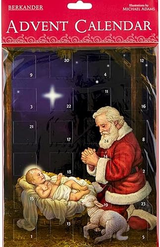Needzo Calendario de Adviento cristiano católico y religioso de Papá Noel adorador 2024, 11 pulgadas