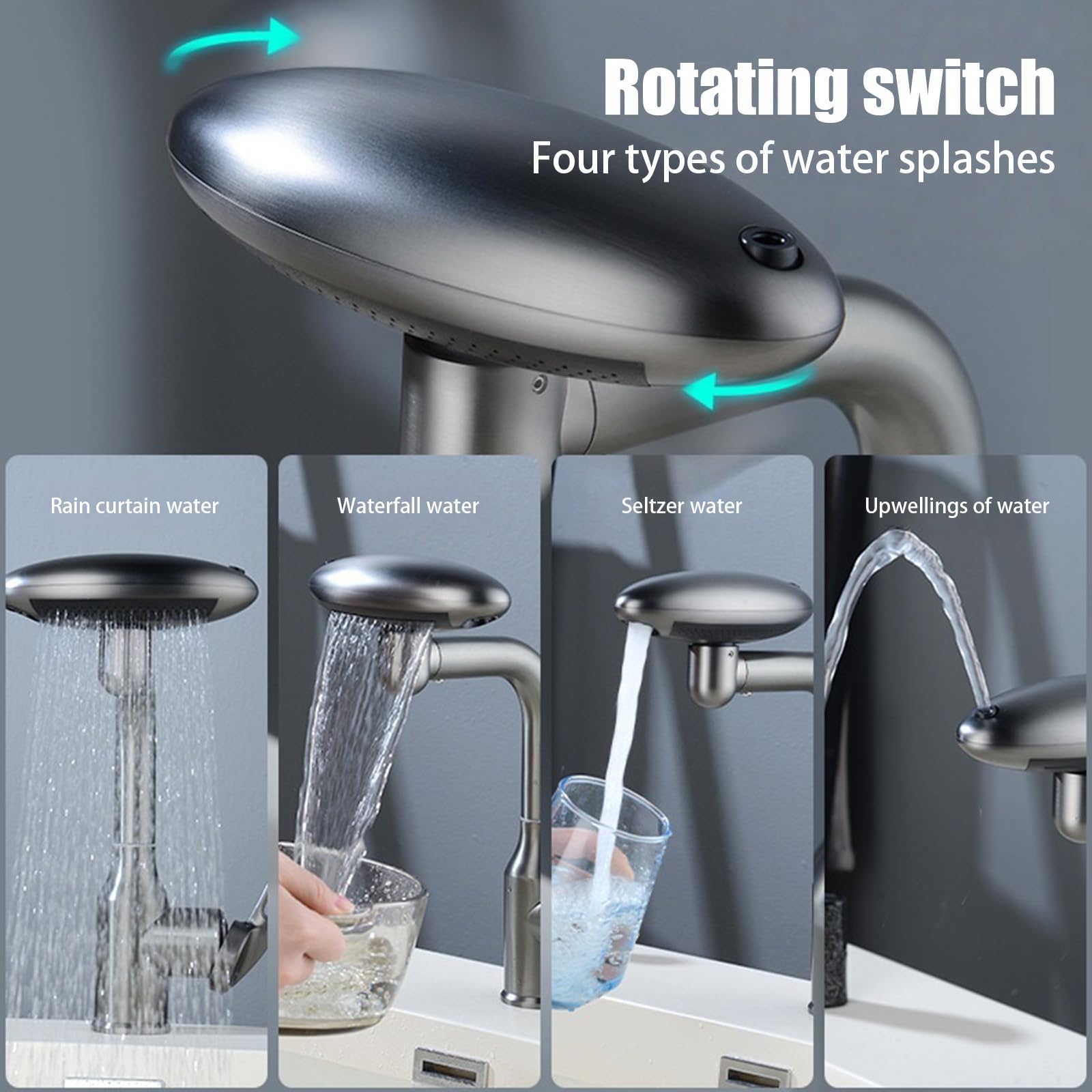 Regolatore del flusso dell'acqua, prolunga del rubinetto, metallo, movimento della cerniera a 360 gradi, installazione rapida, ugello per lavandino, risparmio acqua, braccio regolabile per