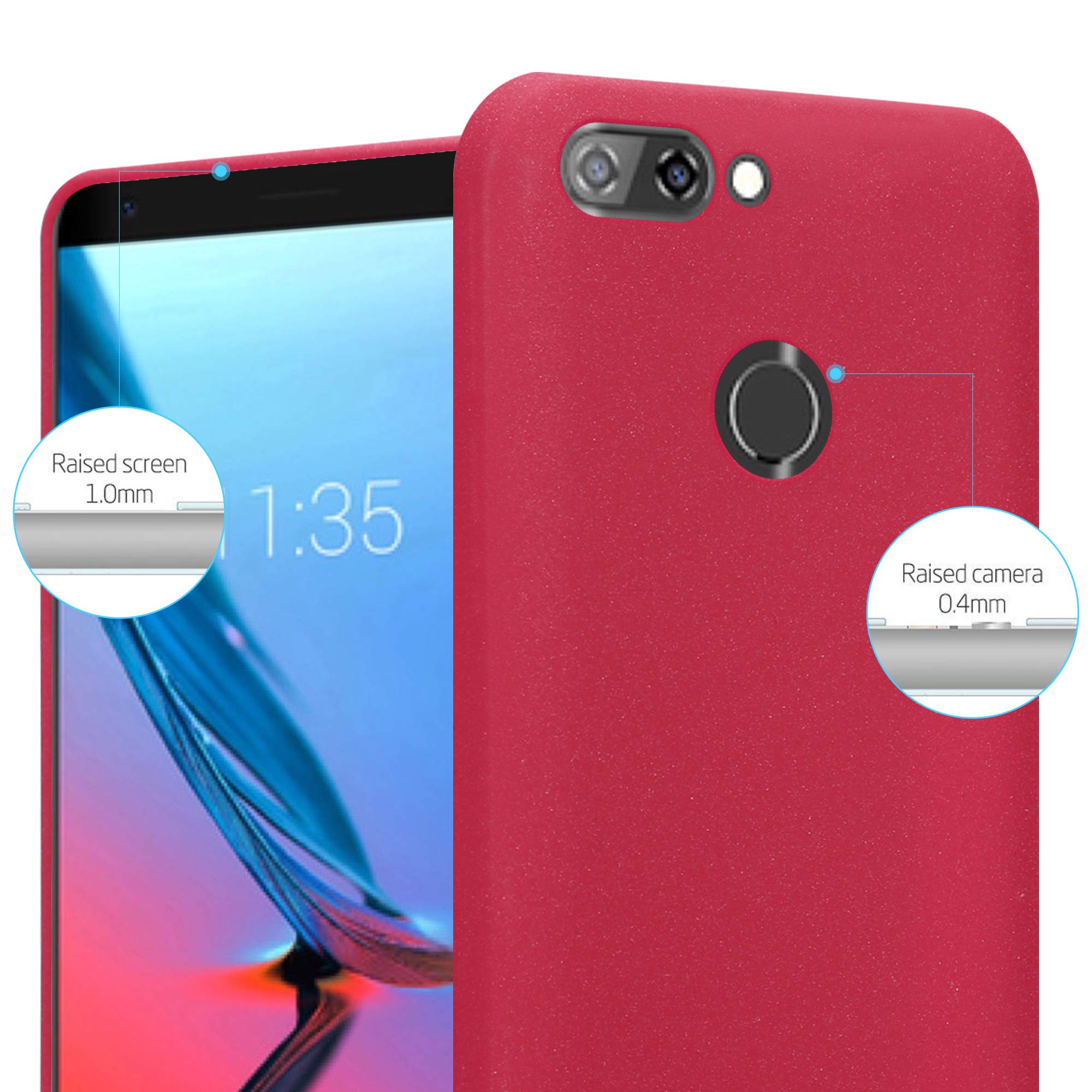 Cadorabo Cover Per ZTE Blade V9: Morbida In TPU Frost Rosso, Sottile E Antiurto - 5